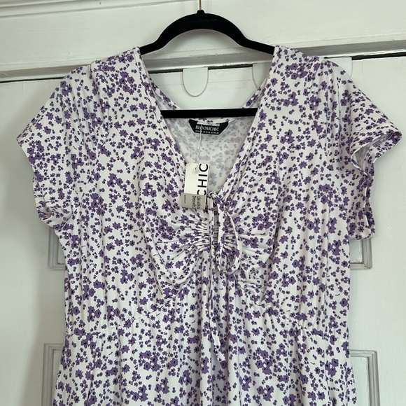 NWT Ditsy Floral Elastic Waist Knot Drawstring Dress - Picture 10 of 10